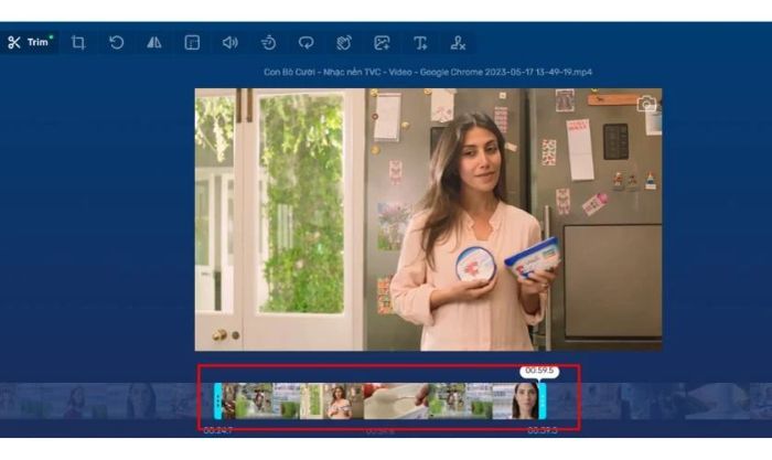Sử dụng thanh trượt để chọn phần video cần cắt