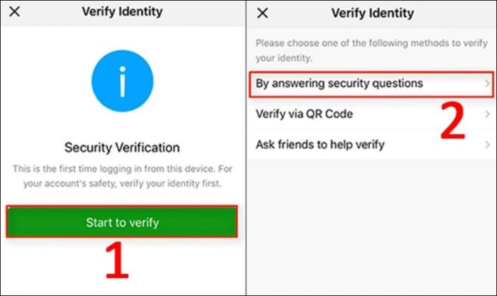 Chọn Start to verify và chọn phương thức xác minh