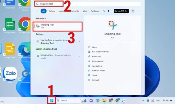 Chụp màn hình Windows 11 bằng ứng dụng Snipping Tool