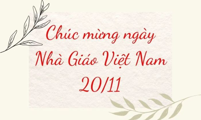 Thiệp tri ân thầy cô được thiết kế tinh tế với hình ảnh những chiếc lá