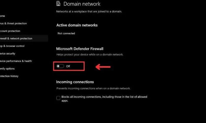 Giao diện của Microsoft Defender Firewall