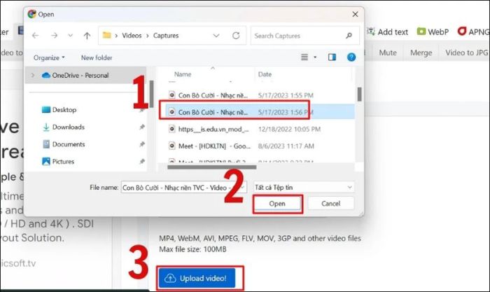 Tải video lên trang web để chỉnh sửa