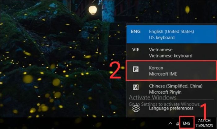 Cách chuyển bàn phím sang tiếng Hàn trên máy tính Windows.