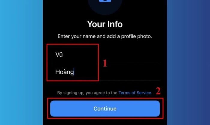 Điền thông tin cá nhân cho tài khoản Telegram mới của bạn