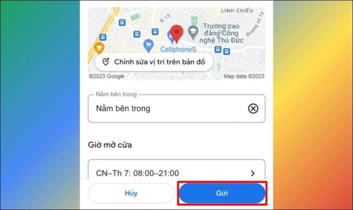 Hoàn tất chỉnh sửa thông tin và nhấn Gửi