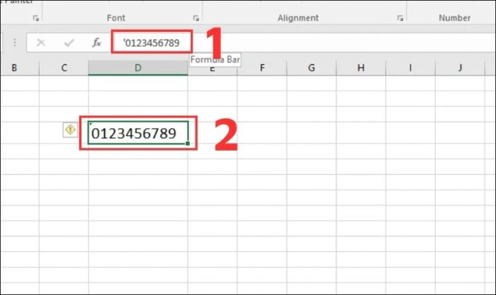 Phương pháp hiển thị số 0 trong Excel bằng dấu nháy