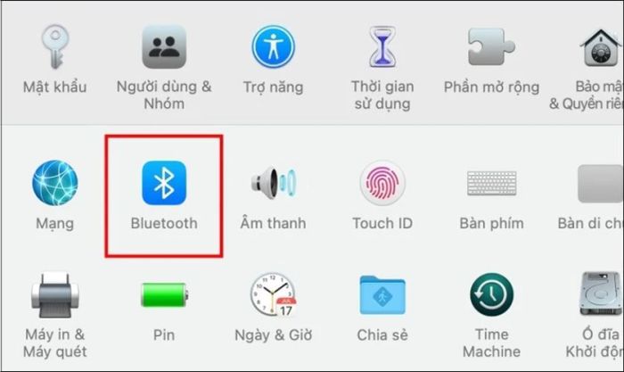Sau đó, bạn nhấn vào biểu tượng Bluetooth
