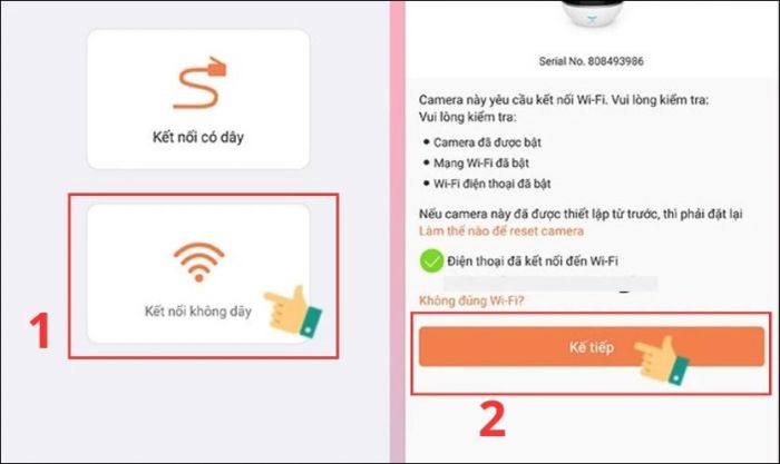 Thông tin mạng không dây của camera sẽ được hiển thị ngay lập tức.