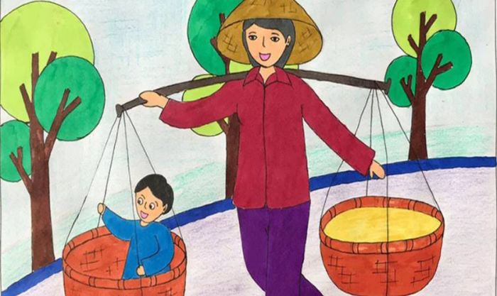 Mẫu vẽ tranh 20/10 dành tặng mẹ