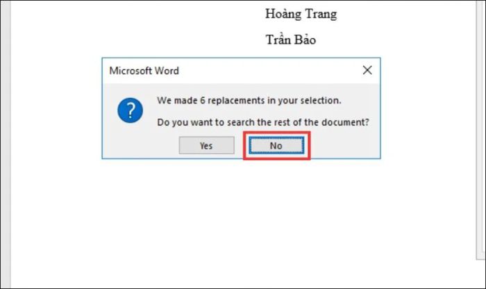 Quyết định áp dụng thay đổi cho toàn văn bản hay không