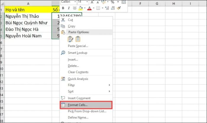 Hiển thị số 0 trong Excel thông qua định dạng văn bản (Text)