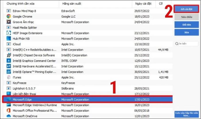 Nhấn Uninstall để loại bỏ bất kỳ ứng dụng nào trên máy tính