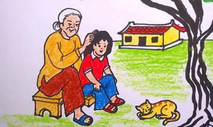 Cách vẽ tranh 20/10 với chủ đề bà cháu