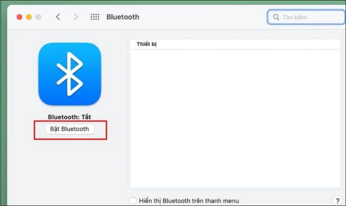 Sau đó, bạn nhấn vào tùy chọn Bật Bluetooth