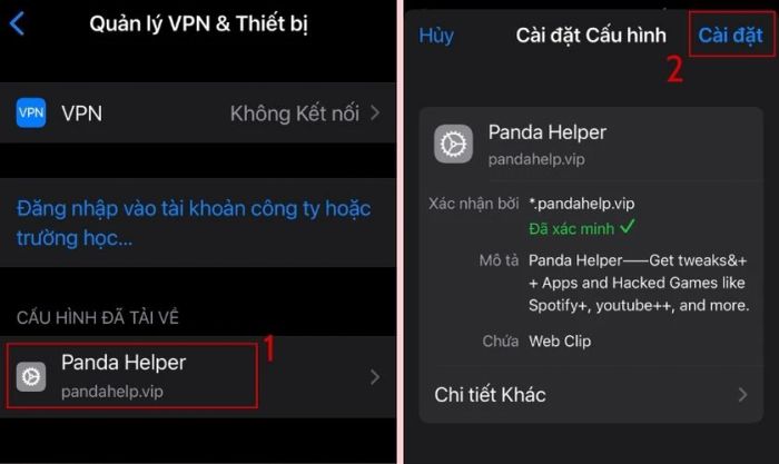 Chọn Panda Helper và nhấn Cài đặt