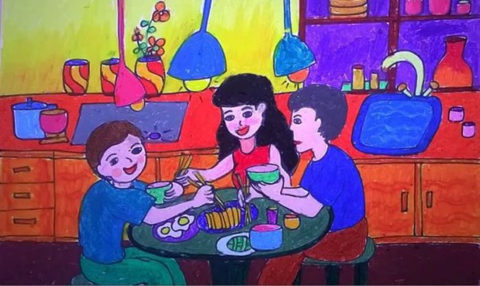Cách vẽ tranh 20/10 với chủ đề gia đình