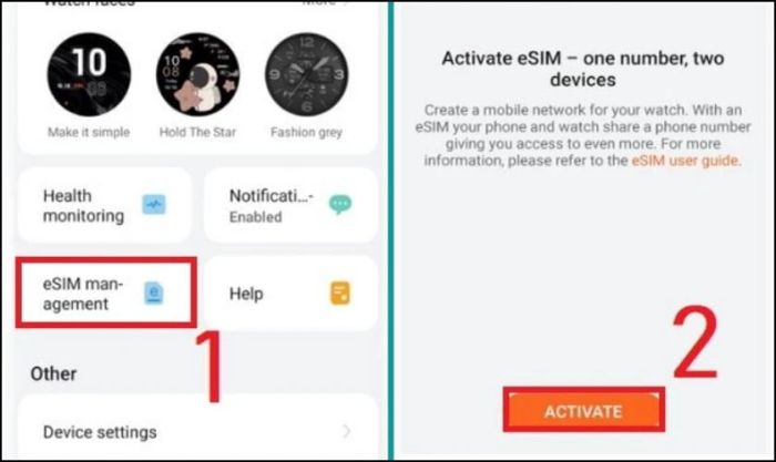 Hãy mở ứng dụng HUAWEI Health và tìm đến phần Quản lý eSIM