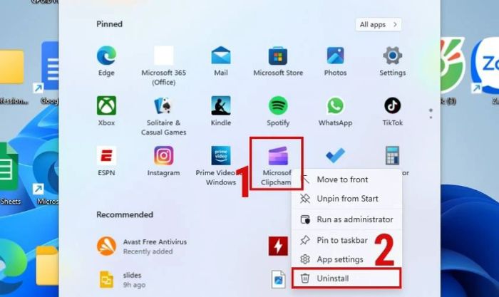 Xóa ứng dụng từ Microsoft Store và chương trình từ màn hình Start