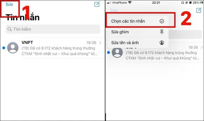 Xóa dữ liệu tin nhắn khỏi hệ thống iPhone. 