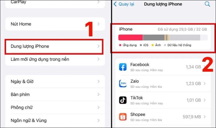 Cách kiểm tra dung lượng bộ nhớ trên iPhone