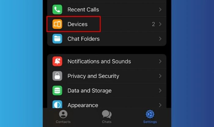 Chọn vào mục Devices