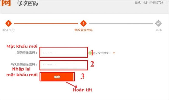 Thiết lập mật khẩu cho tài khoản và nhấn vào Hoàn tất để hoàn thành đăng ký.