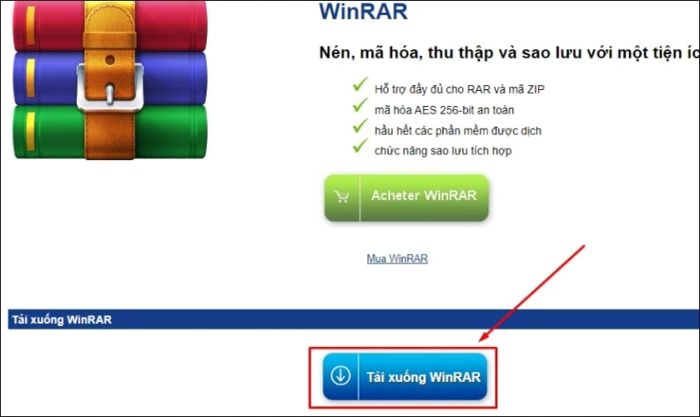 Kéo xuống dưới và chọn vào liên kết tải WinRAR
