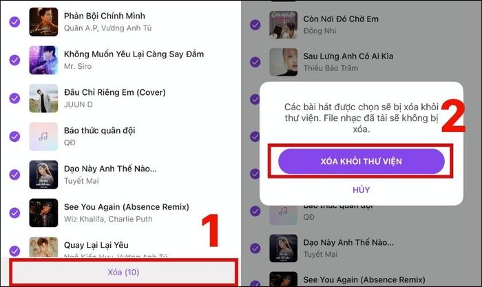 Nhấn vào tùy chọn Xóa khỏi thư viện để hoàn thành.