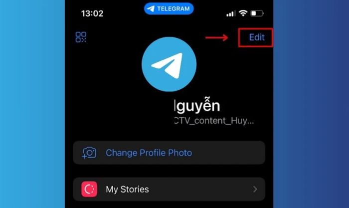 Chọn mục Edit trong giao diện Settings