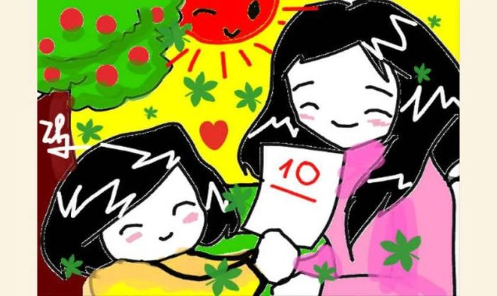 Mẫu vẽ tranh 20/10 tặng mẹ dễ thực hiện