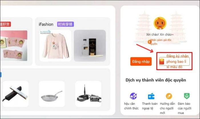 Chọn vào mục đăng ký để bắt đầu tạo tài khoản.