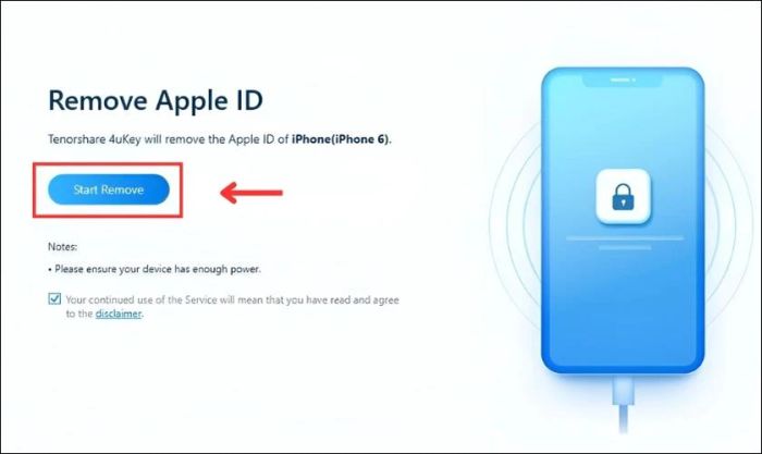 Chọn Start Remove để bắt đầu quá trình xóa