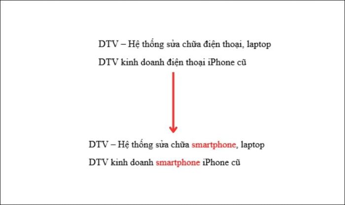 Các tùy chọn để tìm kiếm và thay thế cụm từ