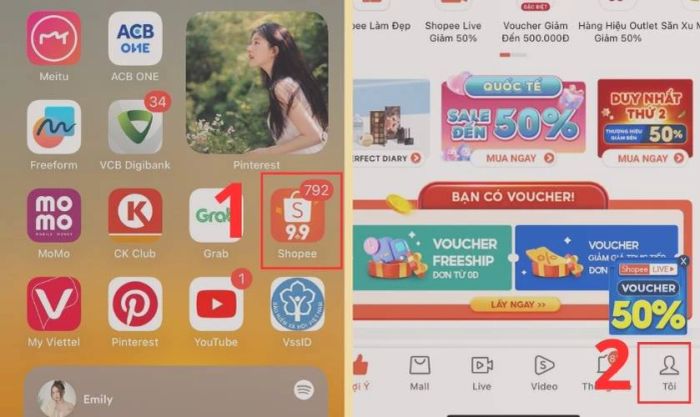 Hướng dẫn cách liên kết tài khoản ngân hàng với số dư trong tài khoản Shopee.