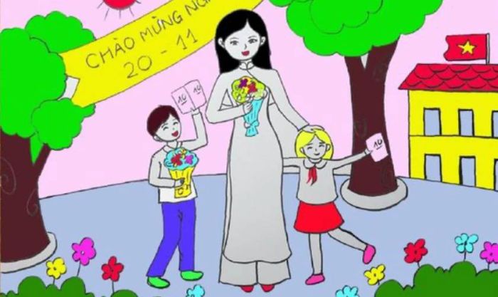 Mẫu vẽ tranh 20/10 để tặng cô