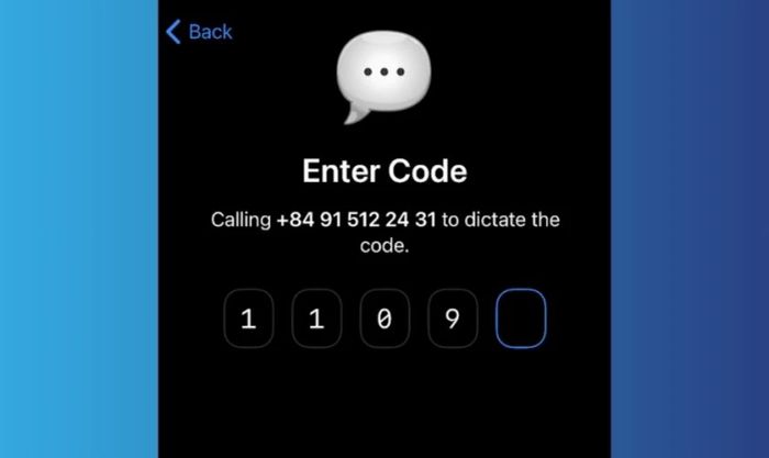 Nhập mã xác nhận Telegram gửi đến số điện thoại mới