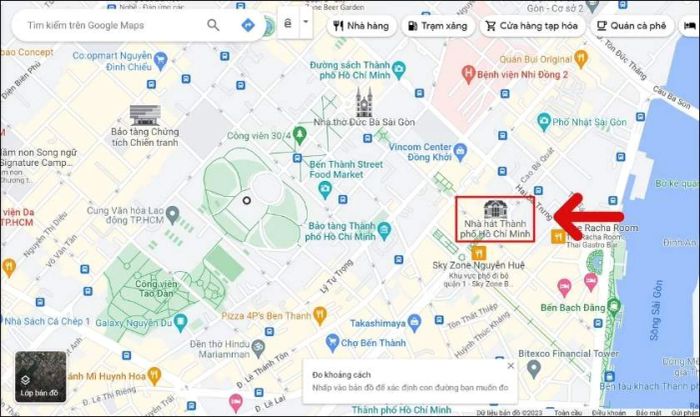 Click vào địa điểm kết thúc