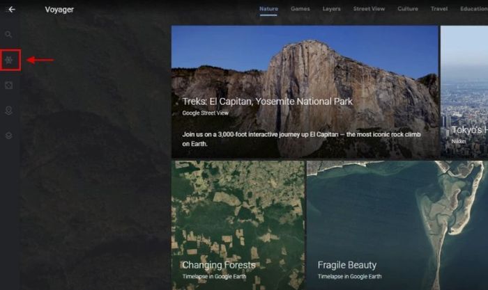 Biểu tượng bánh lái trong Google Earth