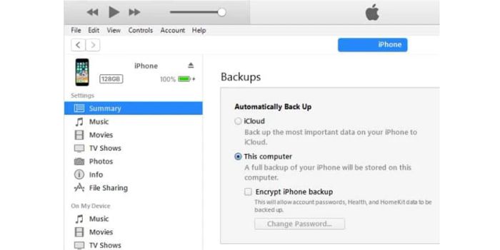 Quy trình sao lưu iPhone qua iTunes