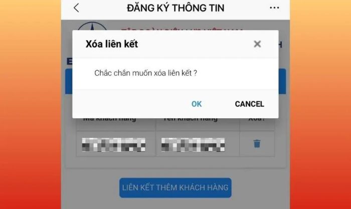 Nhấn Xóa và sau đó chọn Xác nhận