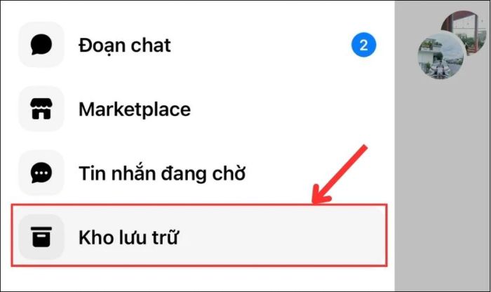 Truy cập mục Kho lưu trữ để xem các tin nhắn đã bị ẩn