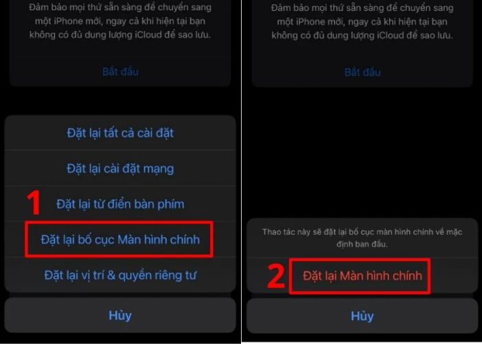 khôi phục màn hình chính về mặc định