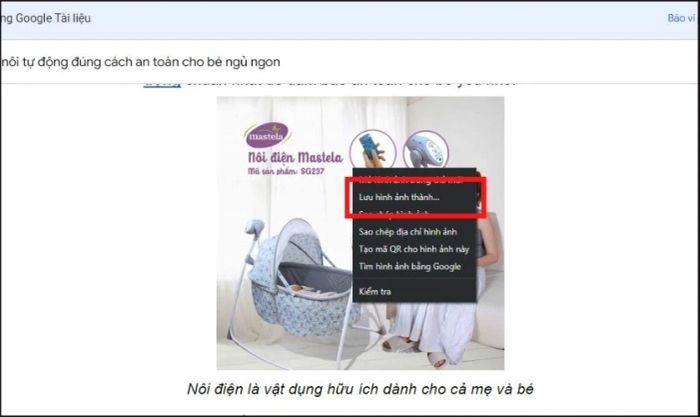 Nhấn lưu để tải ảnh về máy tính