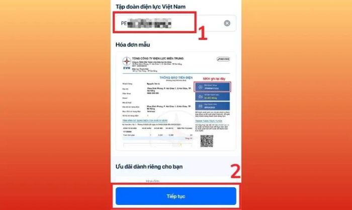 Nhập Mã khách hàng vào ứng dụng ZaloPay