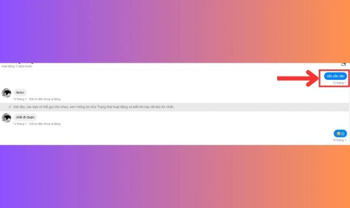 Nhấn Enter để xem tin nhắn đầu tiên trên Messenger