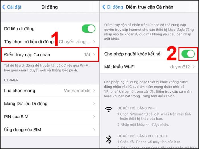 Hướng dẫn phát wifi trên iPhone bằng tính năng điểm truy cập cá nhân