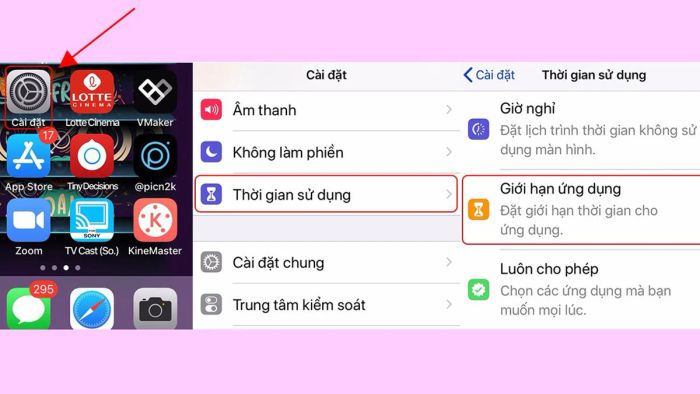 Thiết lập giới hạn thời gian cho ứng dụng