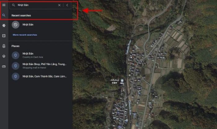 Biểu tượng kính lúp trong Google Earth