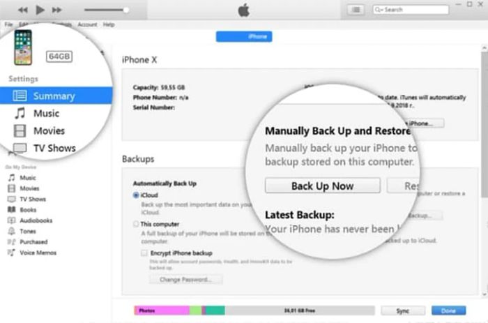 Hướng dẫn sao lưu iPhone sử dụng iTunes