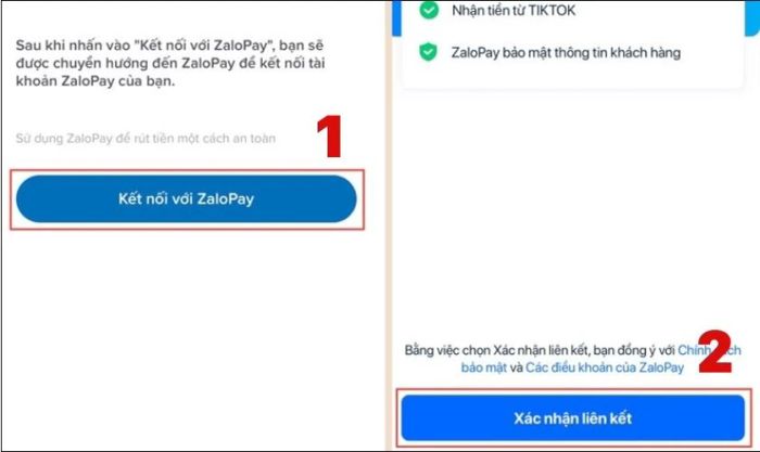 Nhấn vào Kết nối với ZaloPay và chọn Xác nhận liên kết